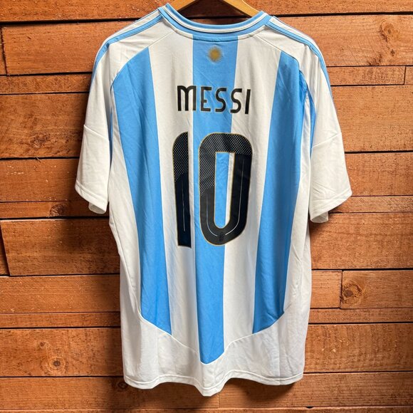 Adidas Argentina Soccer Jersey Mens 2XL Striped Messi #10 World Cup 2022 NEW - Picture 2 of 15